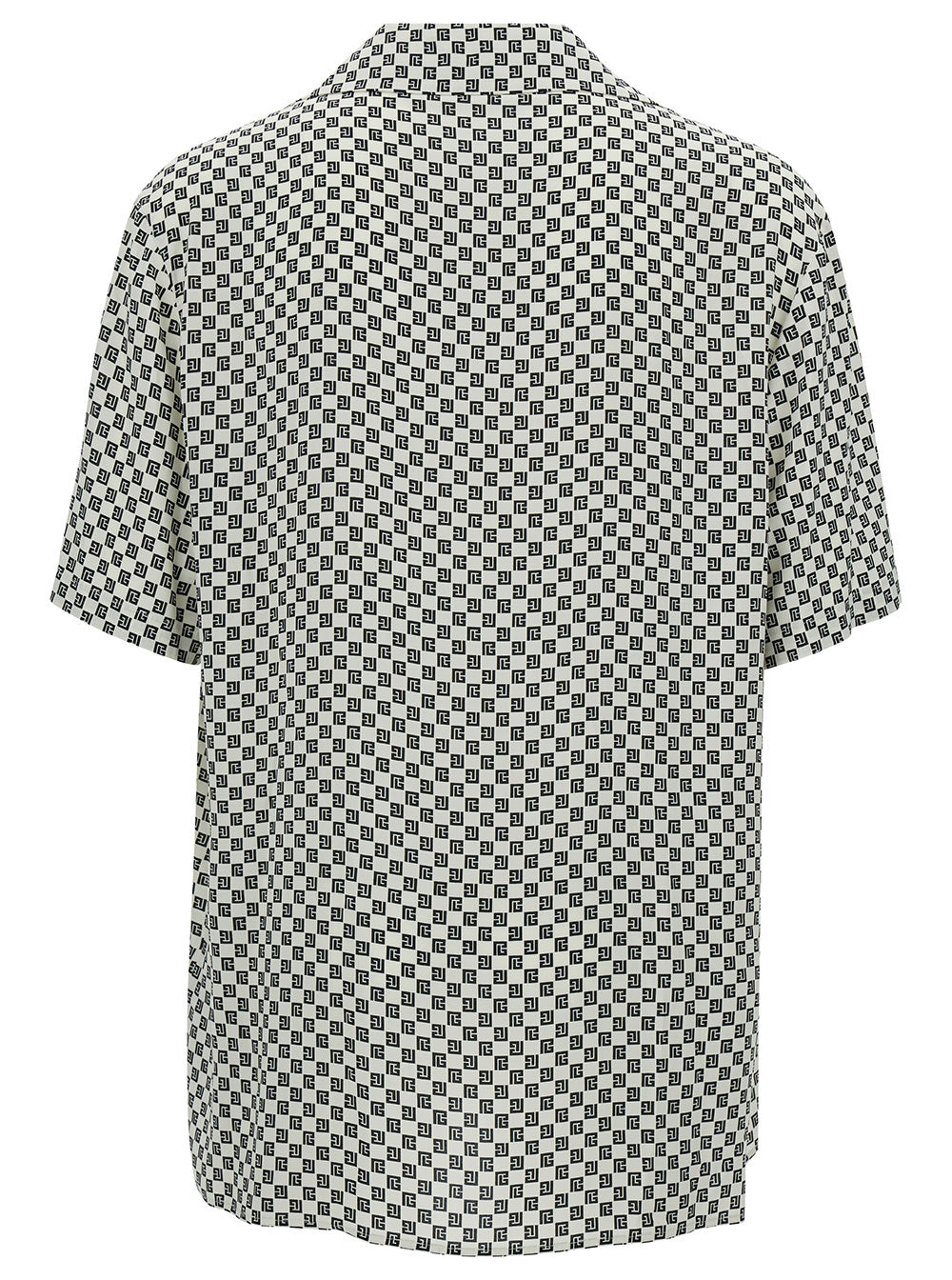 Black And White Bowling Shirt With Monogram Print Viscose Man Blouses