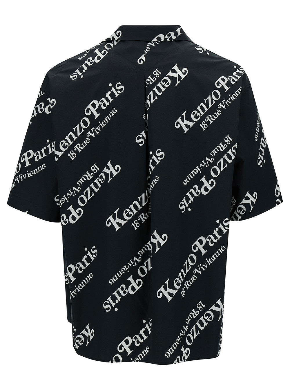 Black Bowling Shirt With All-Over Logo Print Cotton Man And Blouses