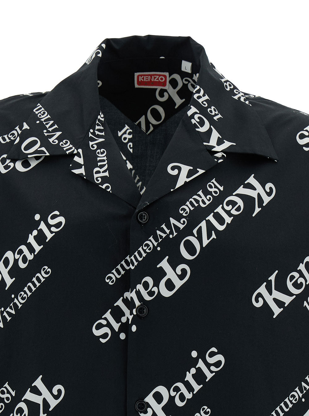 Black Bowling Shirt With All-Over Logo Print Cotton Man And Blouses