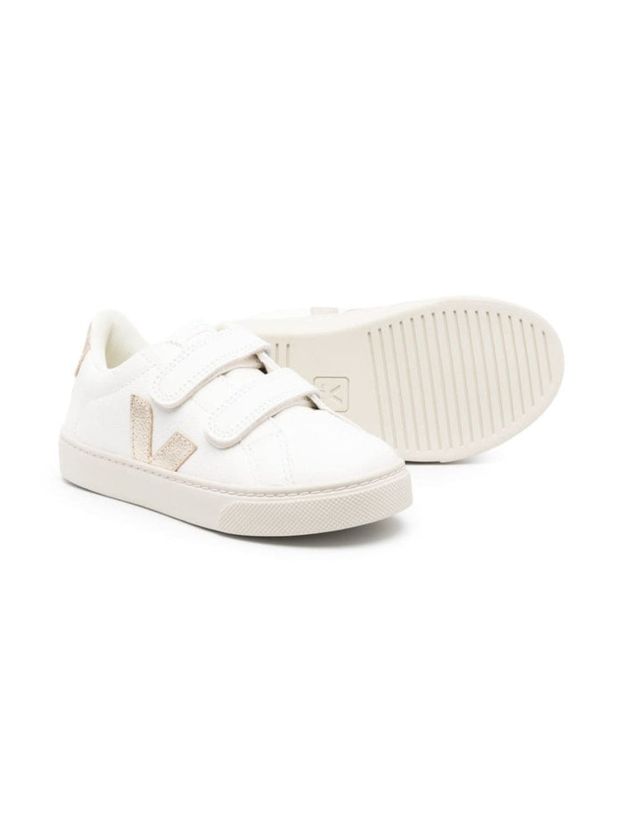 White Sneaker With Platinum Logo And Heel Tab Leather Girl Chromefree