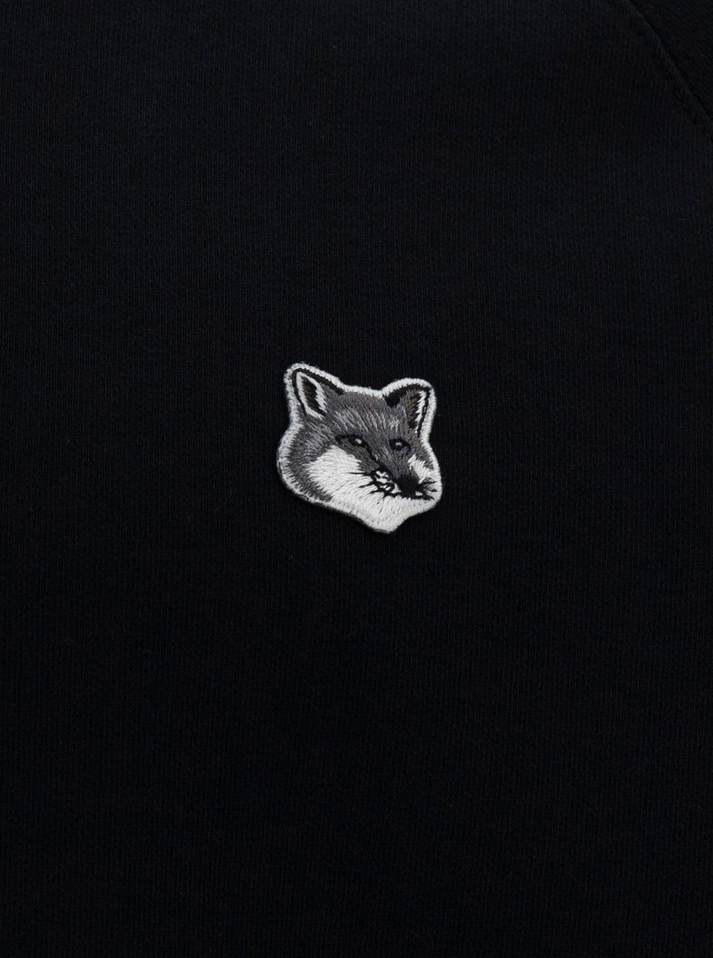 Black Crewneck Sweater With Fox Head Patch Cotton Man Sweatshirts