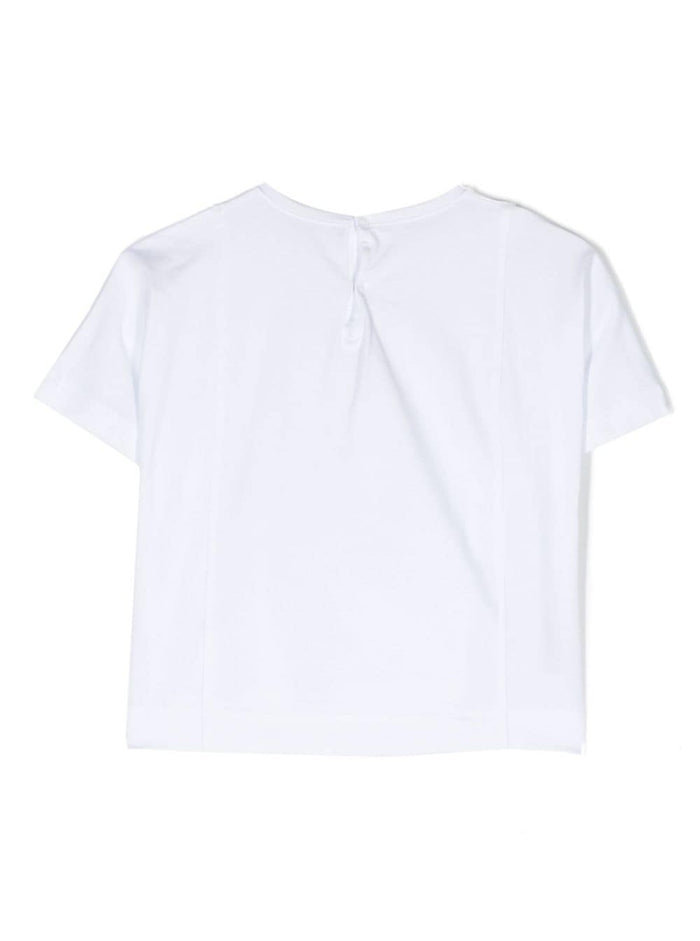 White T-Shirt With Bow Patch Cotton Girl Elastane Tshirts And Polo Shirts