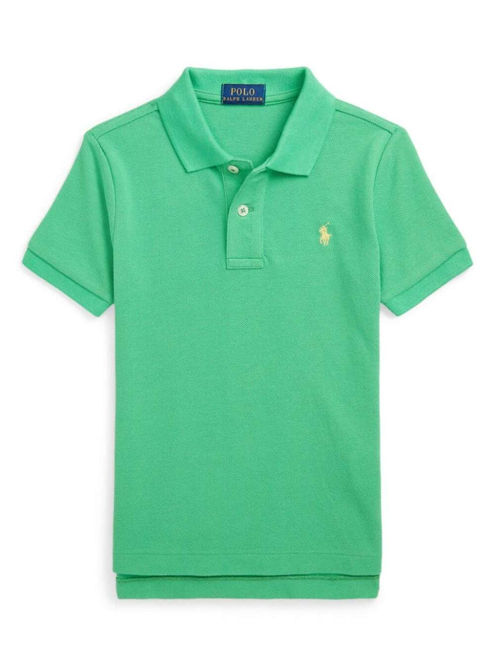 Green Polo Shirt With Logo Cotton Boy Tshirts And