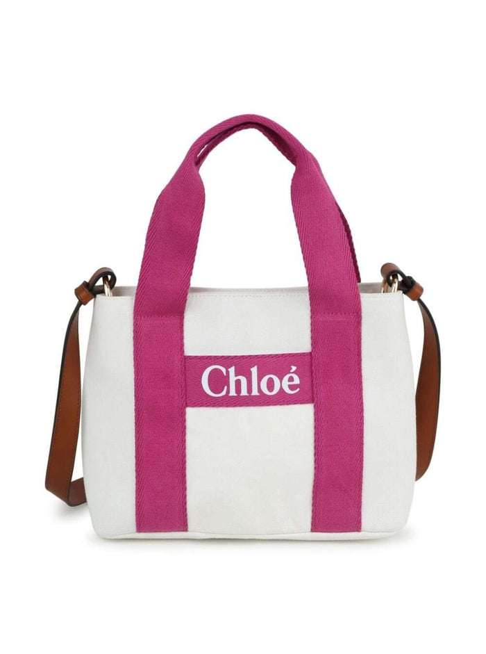 White And Pink Crossbody Bag With Logo Lettering Detail Cotton Girl