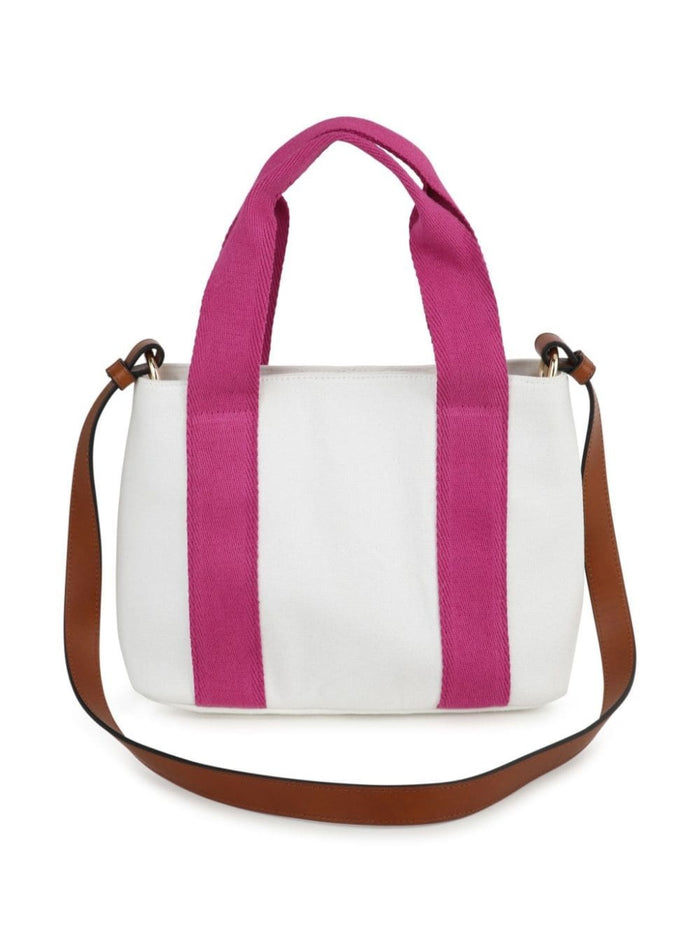 White And Pink Crossbody Bag With Logo Lettering Detail Cotton Girl