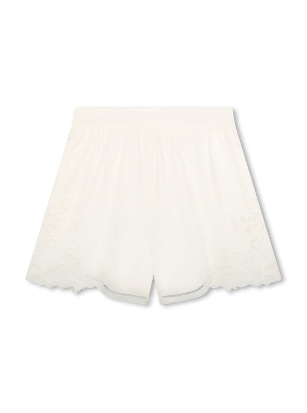 White Embroidered Shorts Cotton Girl And Bermuda