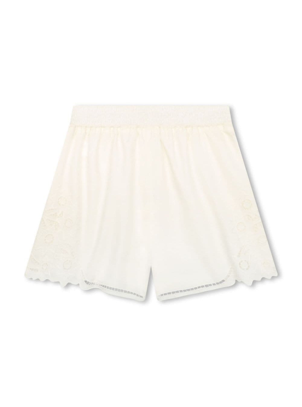 White Embroidered Shorts Cotton Girl And Bermuda
