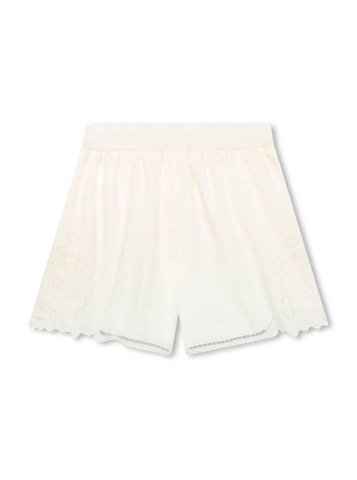 White Embroidered Shorts Cotton Girl And Bermuda