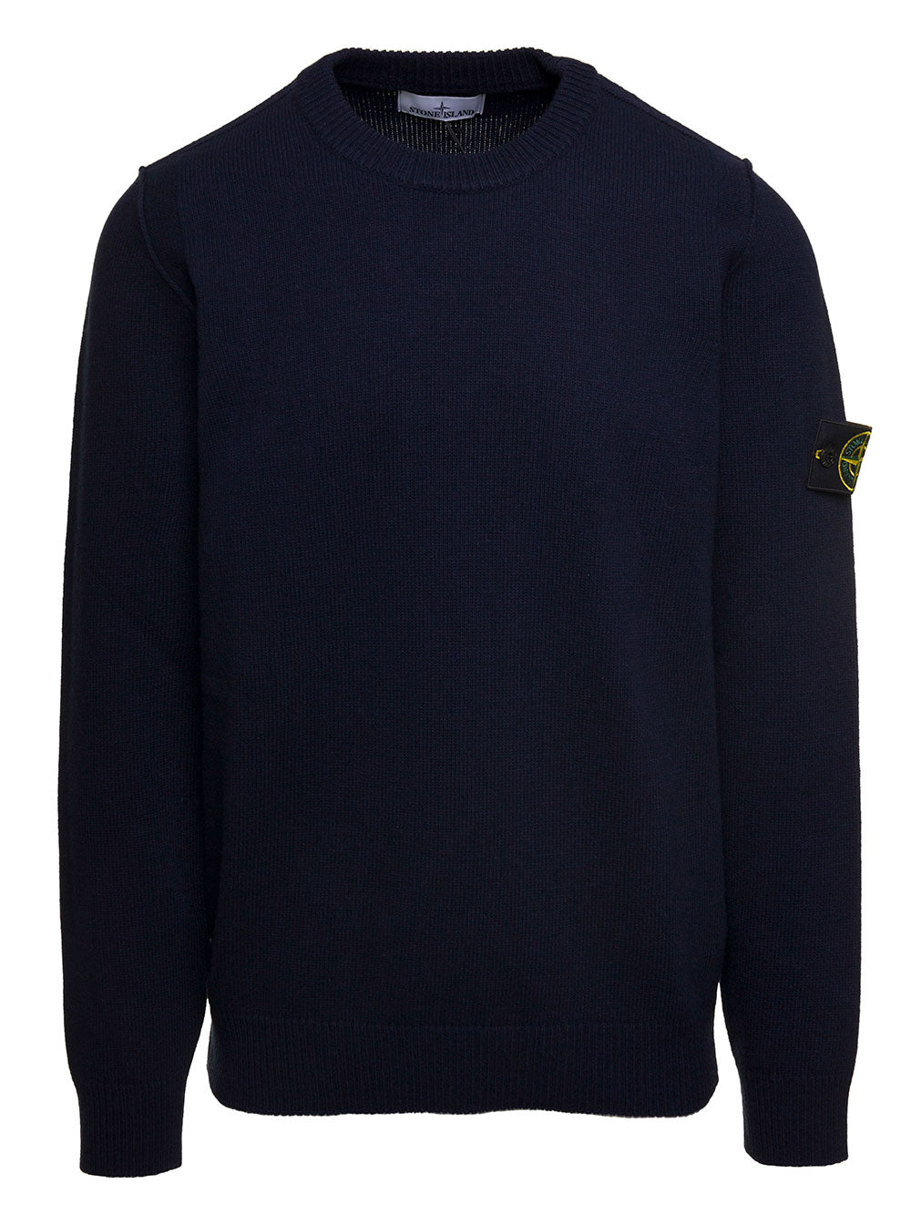Blue Sweater With Long Sleeves And Side Logo Patch Wool Blend Man Blu Polyamide Jersey