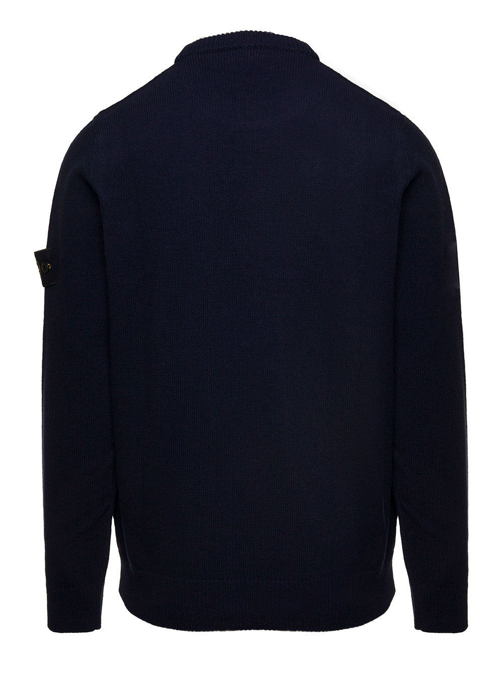 Blue Sweater With Long Sleeves And Side Logo Patch Wool Blend Man Blu Polyamide Jersey