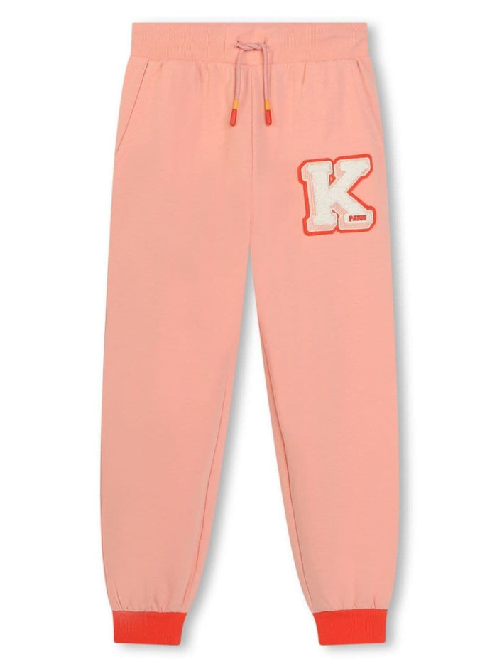 Pink Joggers Pants With Logo Cotton Girl Trousers