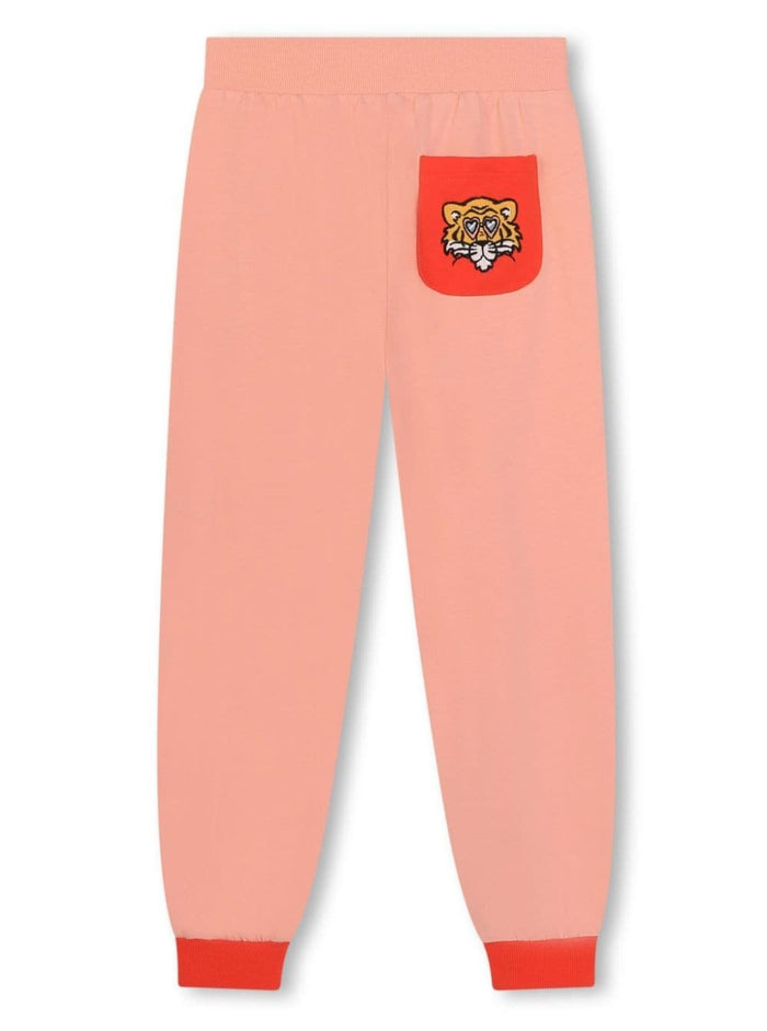 Pink Joggers Pants With Logo Cotton Girl Trousers