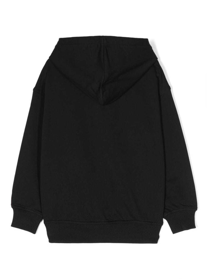 Black Hoodie With Teddy Bear Print Cotton Boy Sweatshirts
