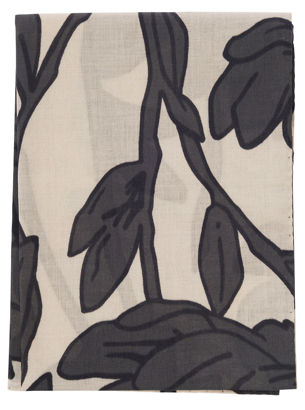 Black And White Scarf With Floreal Print Cotton Woman Scarfs Foulards