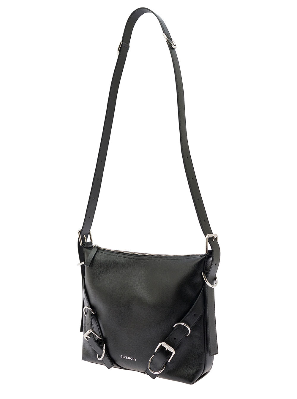 Voyou White Crossbody Bag With Logo And Buckle Detail Leather Man Black Calf