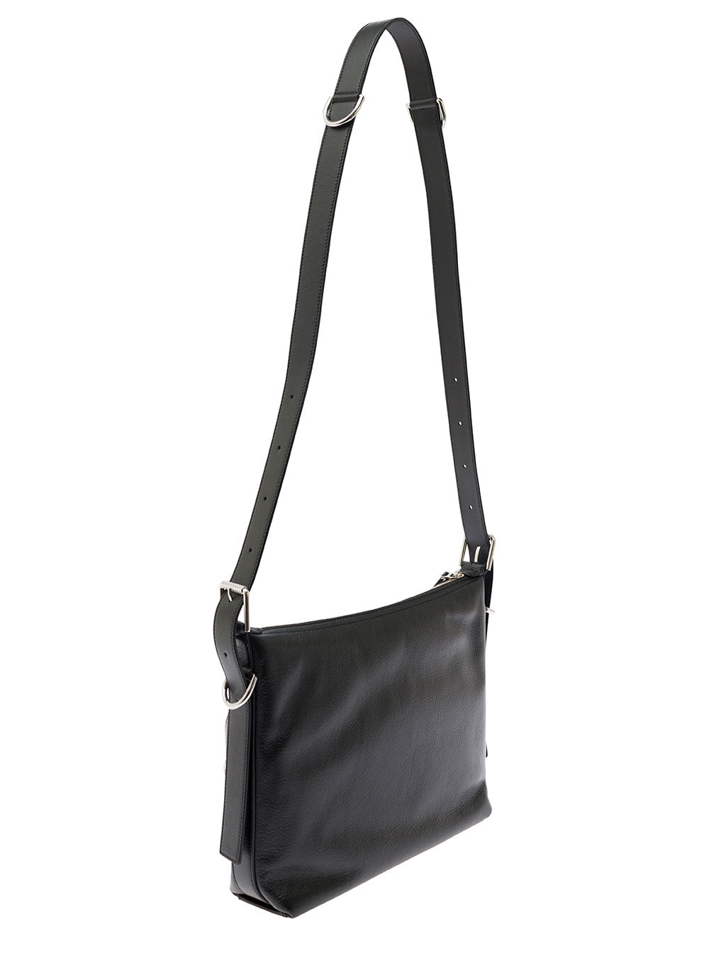 Voyou White Crossbody Bag With Logo And Buckle Detail Leather Man Black Calf