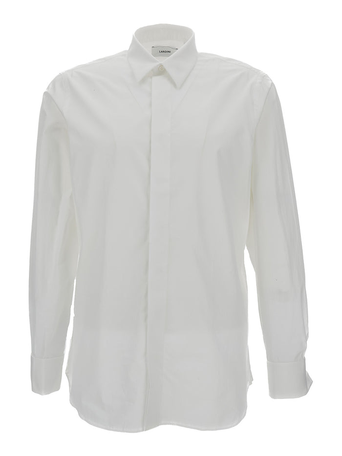 White Shirt With Concealed Closure Cotton Man And Blouses