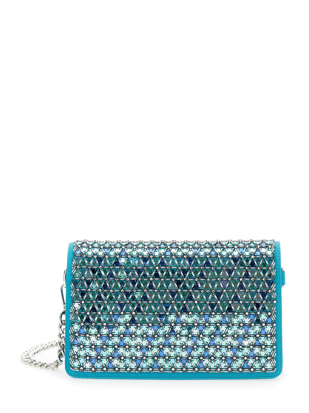 Light Blue Pochette With Mosaic Embroidery Satin Woman Acetate Clutches And Pochettes