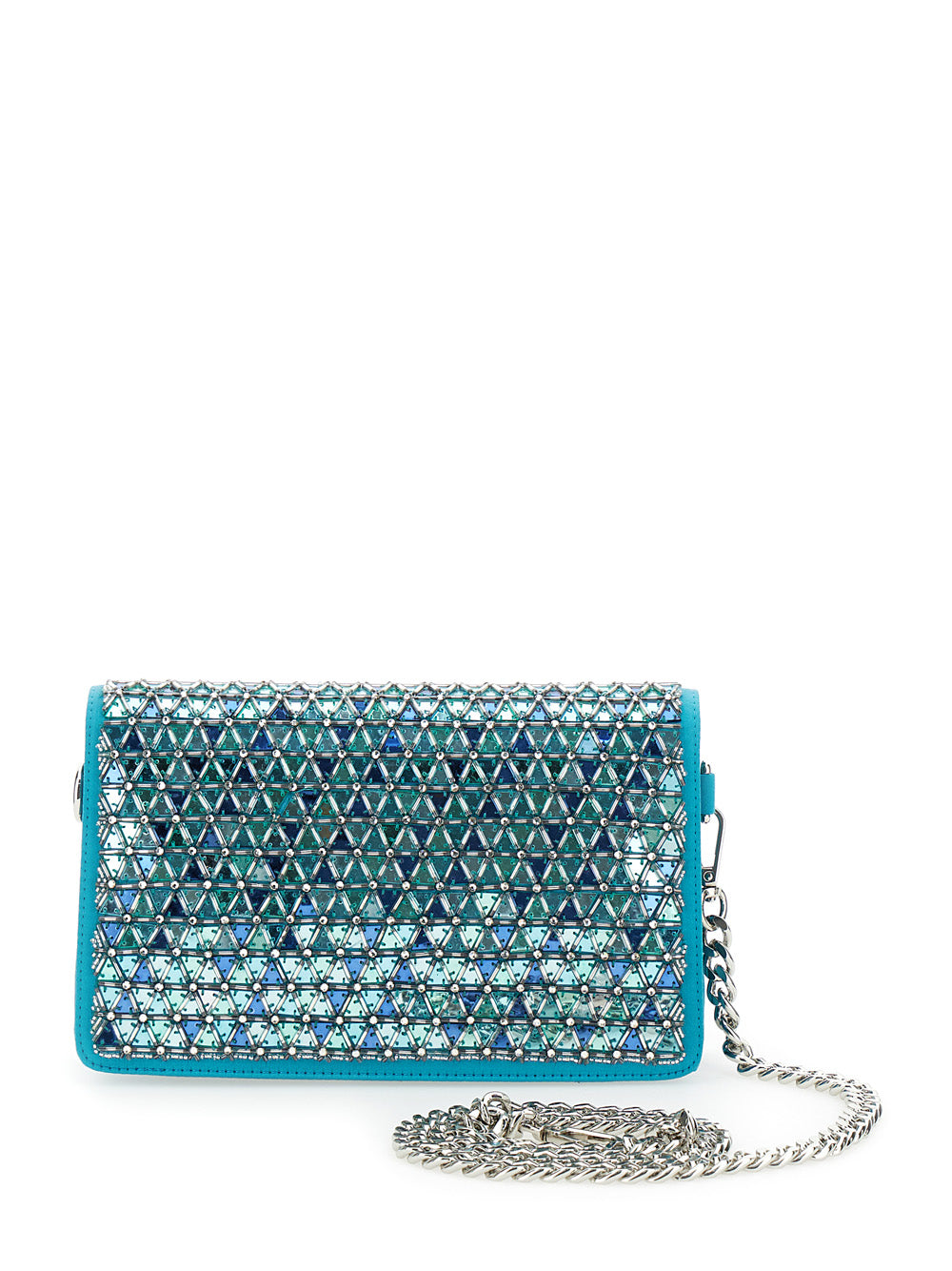 Light Blue Pochette With Mosaic Embroidery Satin Woman Acetate Clutches And Pochettes