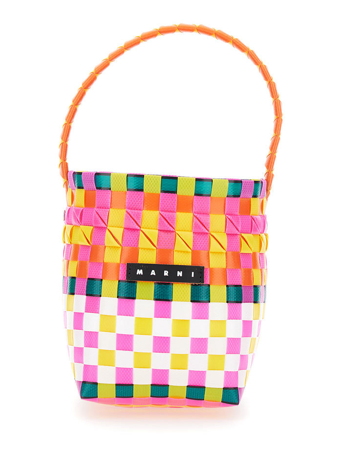 Pod Kid Multicolor Bucket Hat With Logo Patch Woven Polypropylene Girl Pink Hand Bags