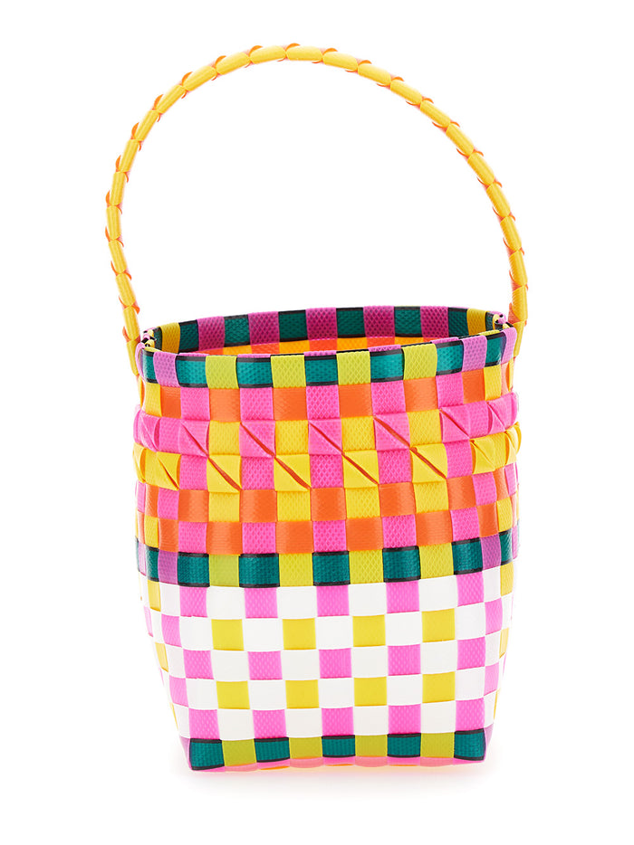 Pod Kid Multicolor Bucket Hat With Logo Patch Woven Polypropylene Girl Pink Hand Bags