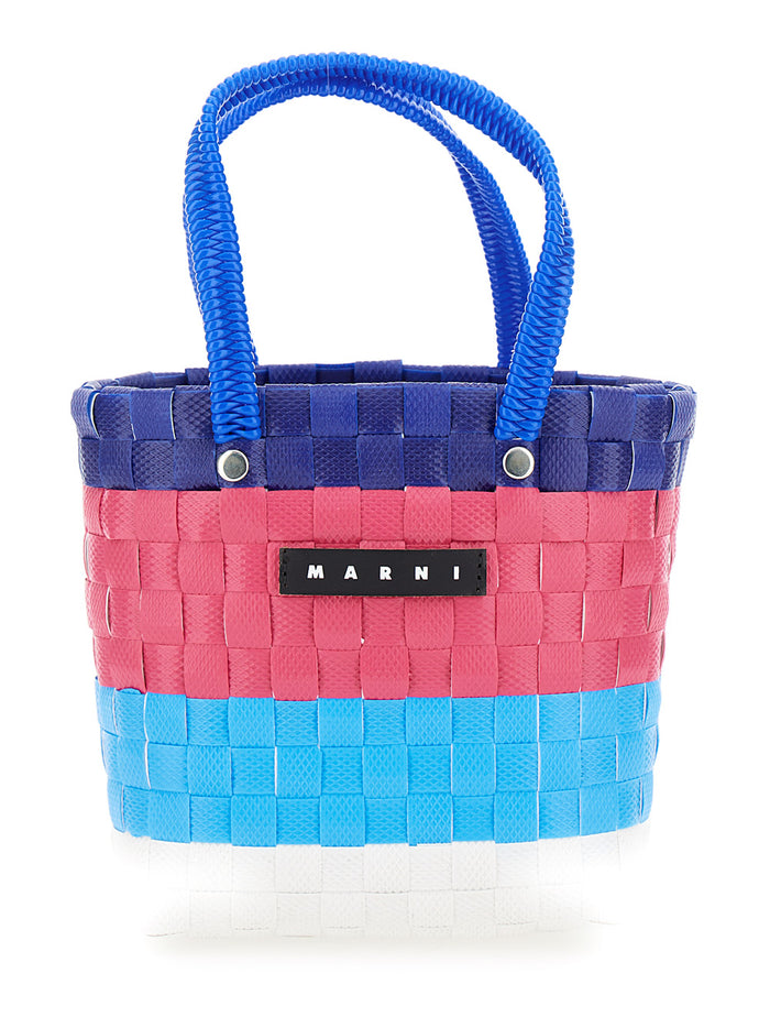 Sunday Morning Multicolor Handbag With Logo Patch Braided Fabric Girl Polypropylene Hand Bags