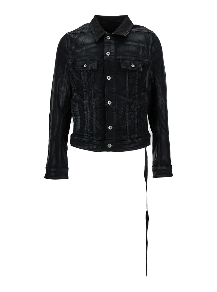 Black Denim Jacket Cotton Blend Man