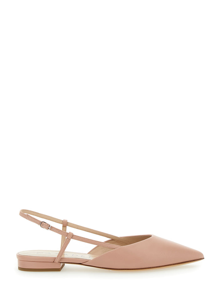 Pink Slingback With Straps Leather Woman Nappa Heels