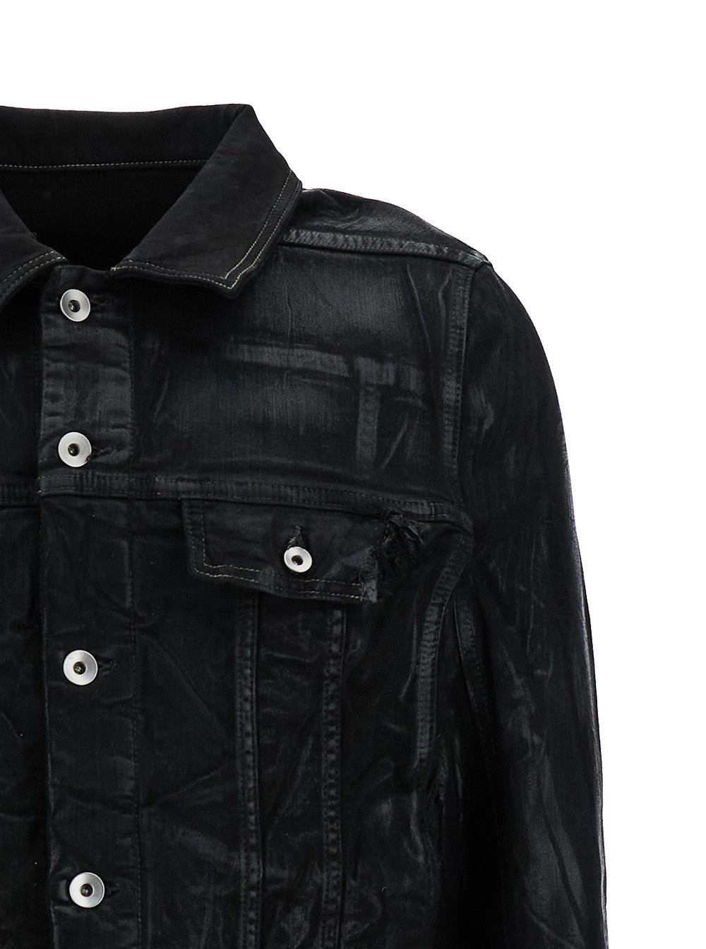 Black Denim Jacket Cotton Blend Man
