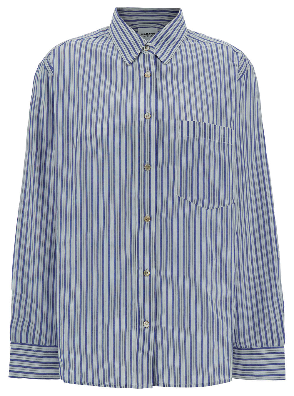 Esola Blue Shirt With Stripe Motif Cotton Woman Blu And Blouses