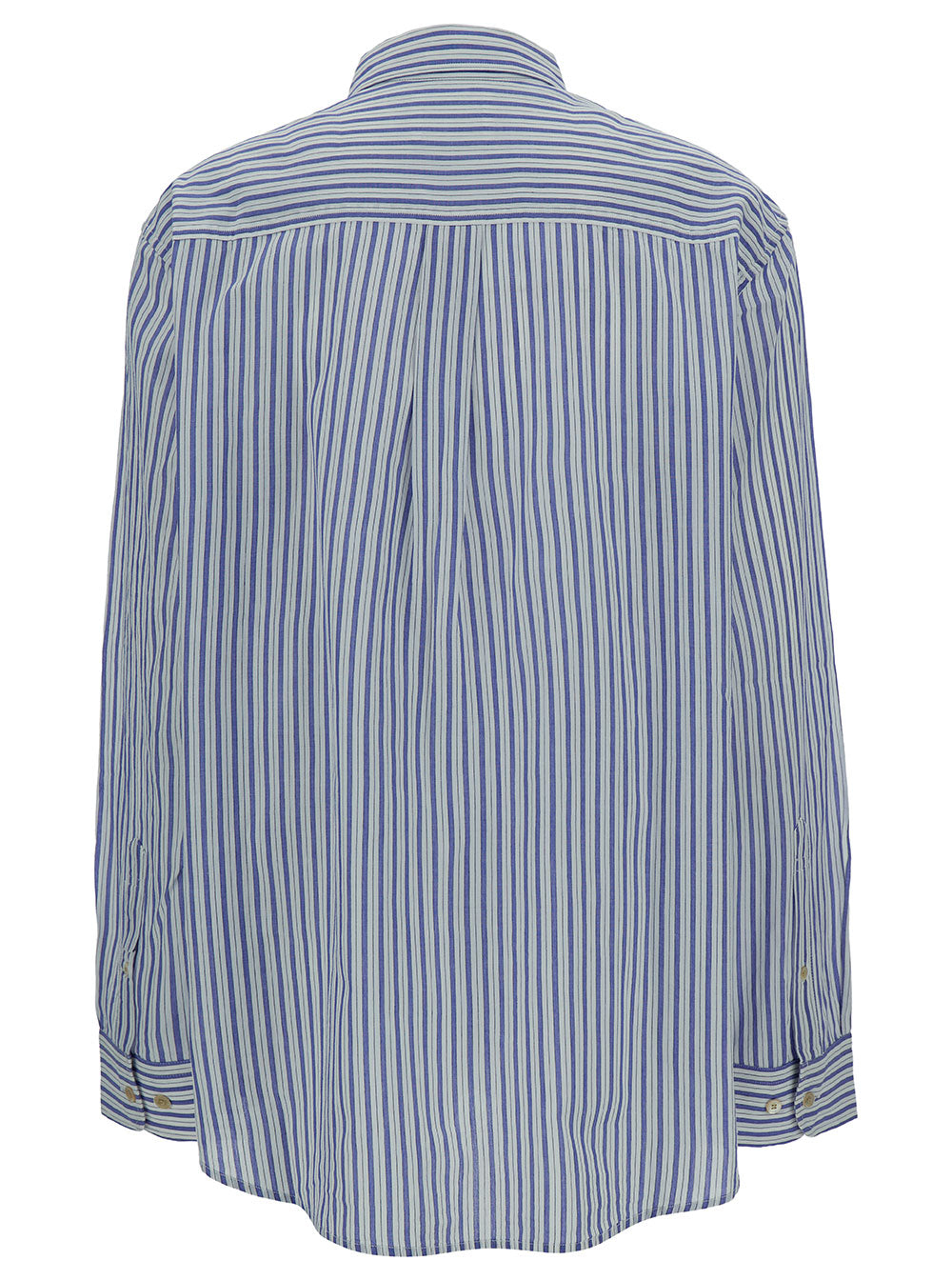 Esola Blue Shirt With Stripe Motif Cotton Woman Blu And Blouses