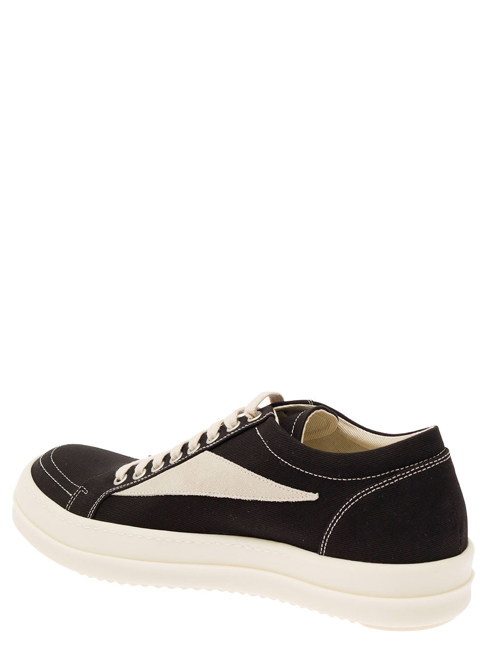 Lido Vintage Black Low Top Sneakers With Graphic Patch Cotton Man