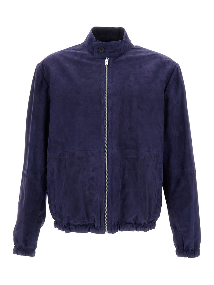 Aron Bomber Suede Blu Lamb Outerwear