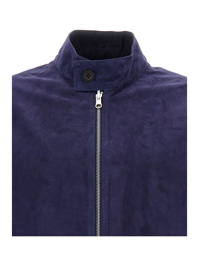 Aron Bomber Suede Blu Lamb Outerwear
