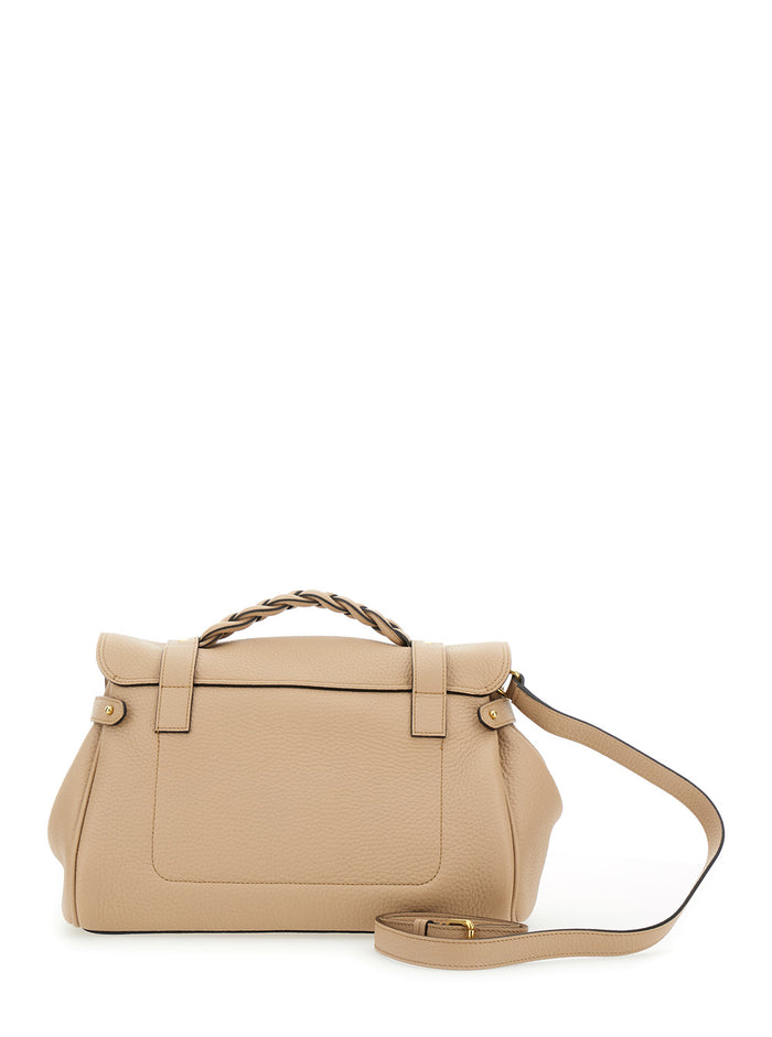 Alexa Heavy Beige Crossbody Bag Leather Woman Bovine Hand