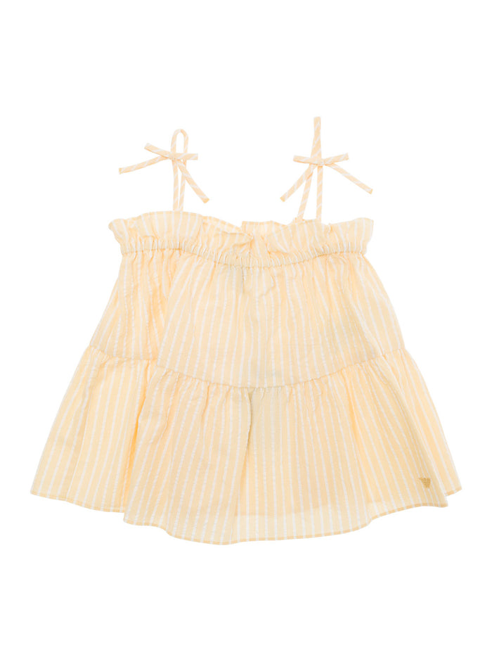 Yellow Flounced Top With Straps Cotton Girl Tops