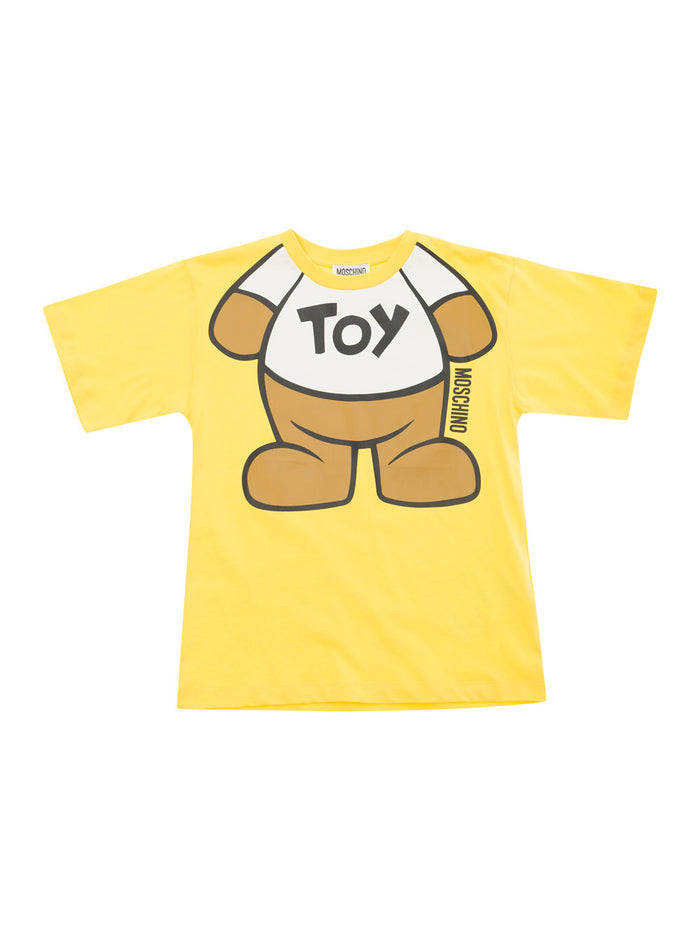 Yellow T-Shirt With Teddy Bear Print Cotton Boy Tshirts And Polo Shirts