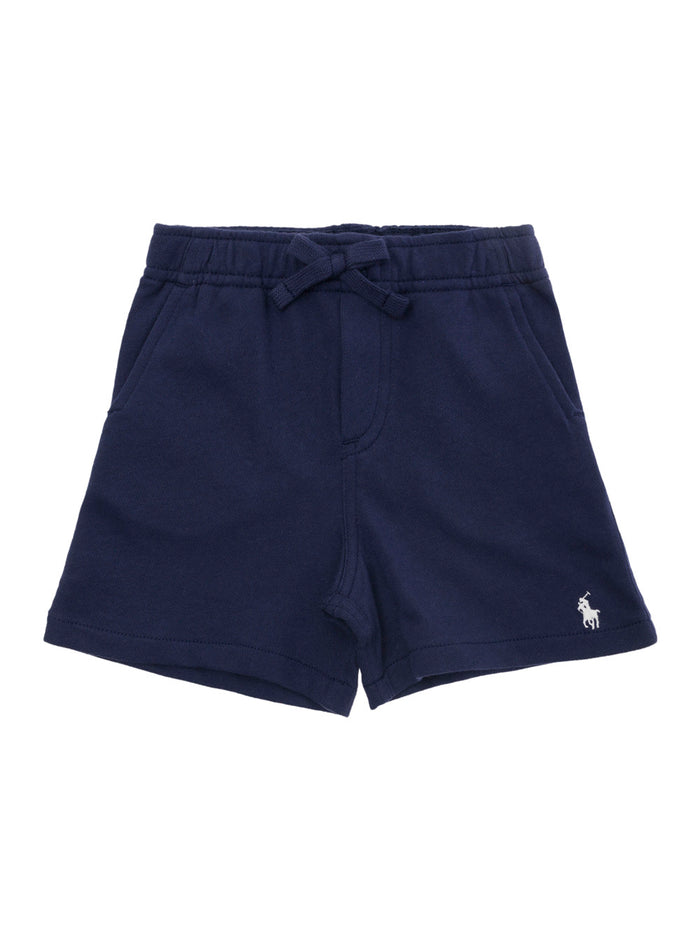 Blue Shorts With Pony Embroidery Cotton Baby Blu And Bermuda