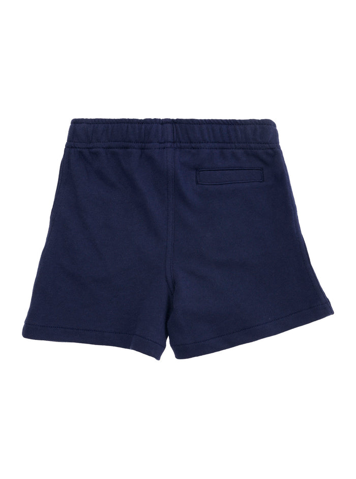 Blue Shorts With Pony Embroidery Cotton Baby Blu And Bermuda