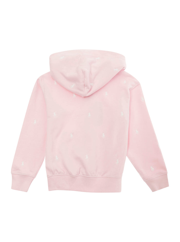 Pink Hoodie With Embroidered Pony Cotton Blend Girl Polyester Sweatshirts