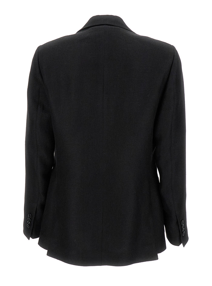 Black Single-Breasted Blazer Linen Man Blazers