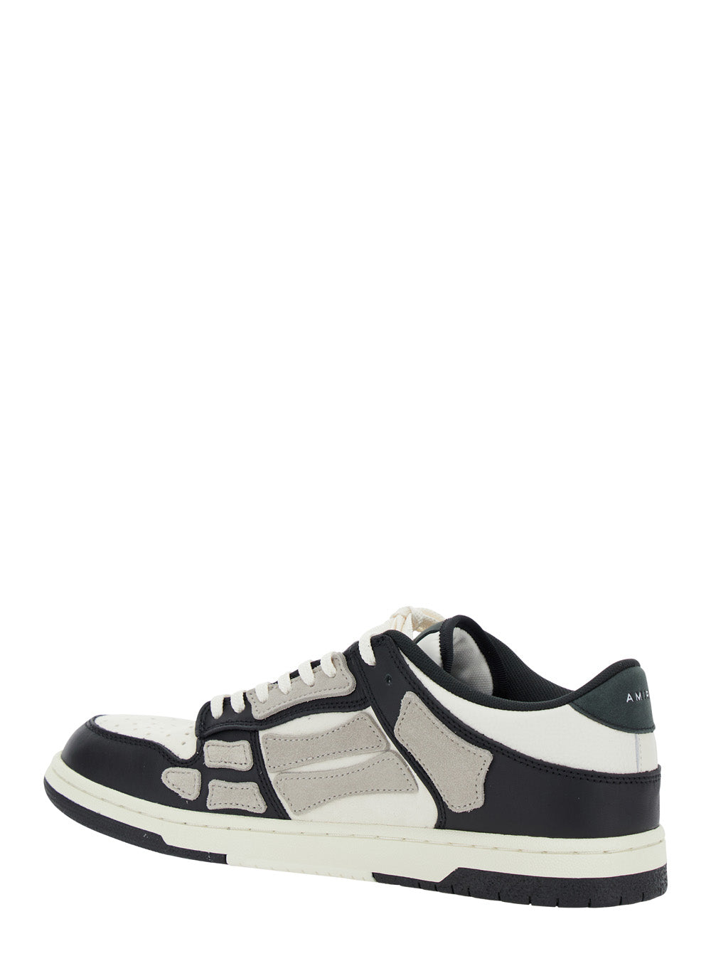 Black And White Low Top Sneakers With Panels Leather Man Cow