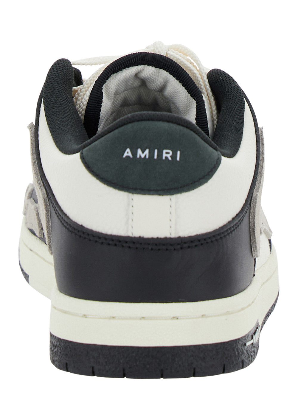 Black And White Low Top Sneakers With Panels Leather Man Cow