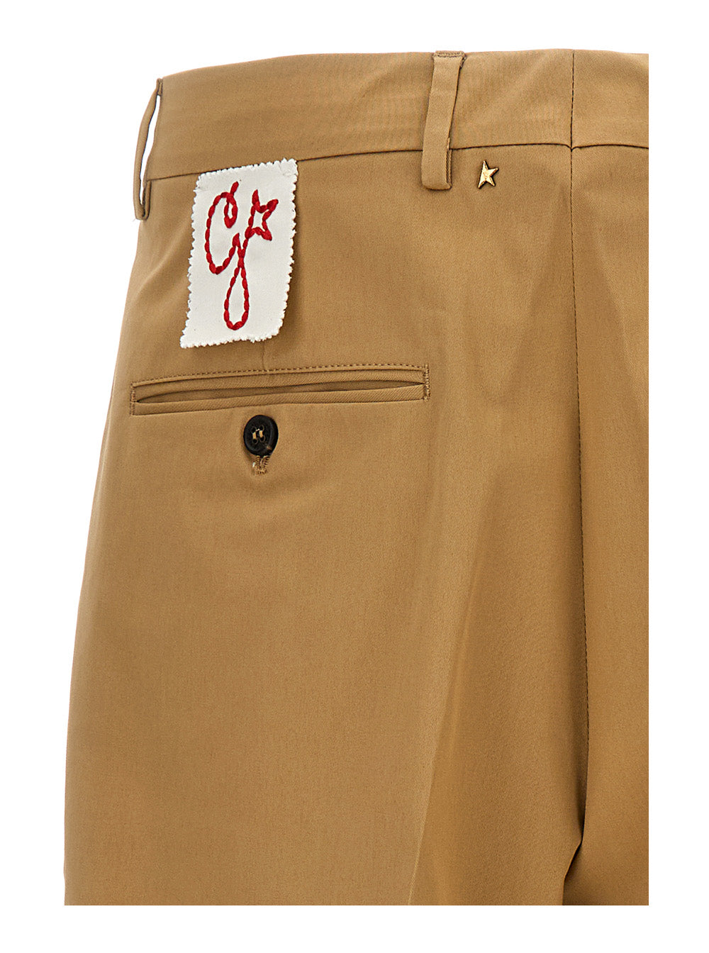 Beige Bermuda Shorts With Stretch Fold Cotton Blend Man Elastane And