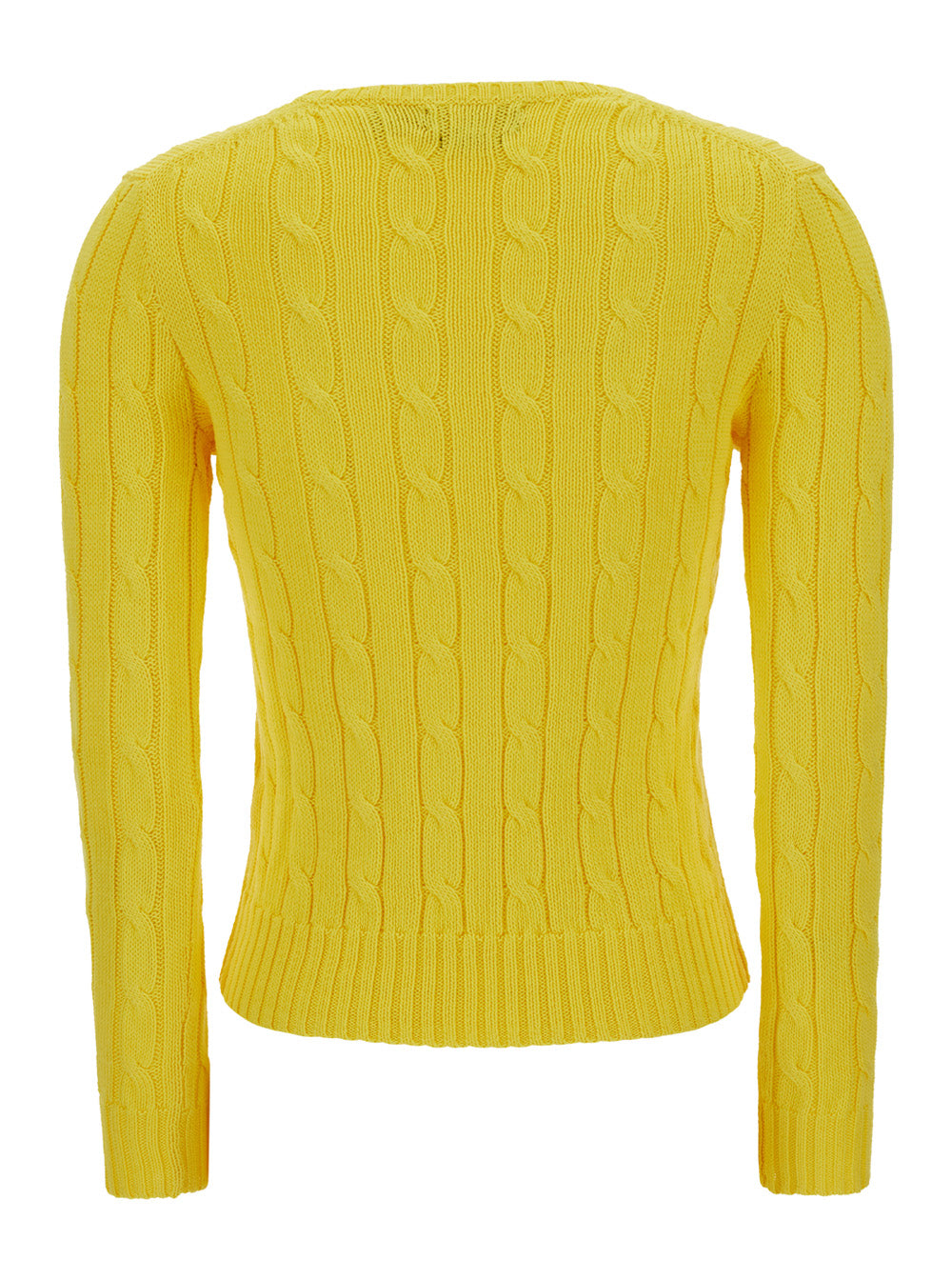 Yellow Tight Fit Crew Neck Sweater Cotton Woman Jersey