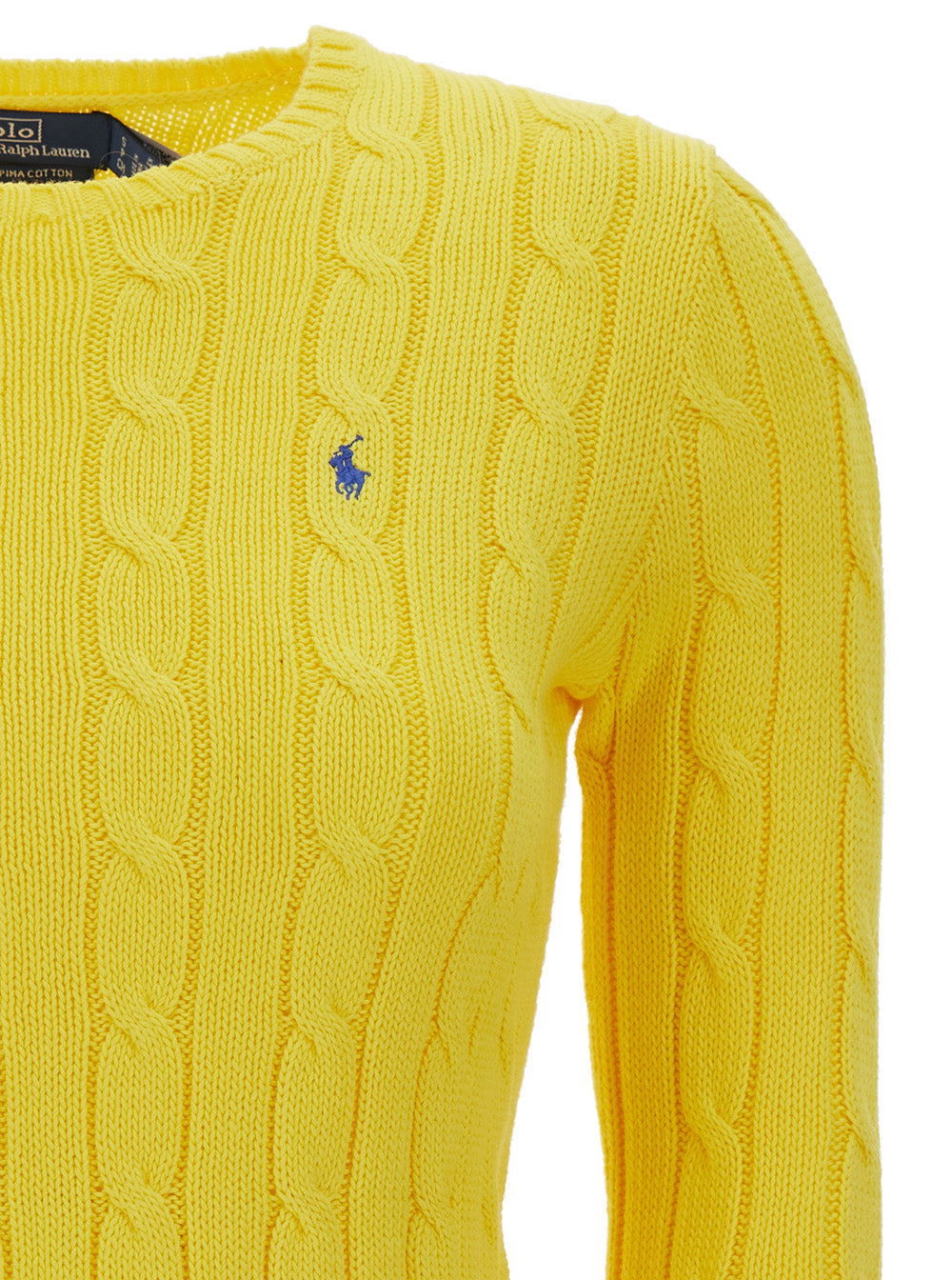 Yellow Tight Fit Crew Neck Sweater Cotton Woman Jersey