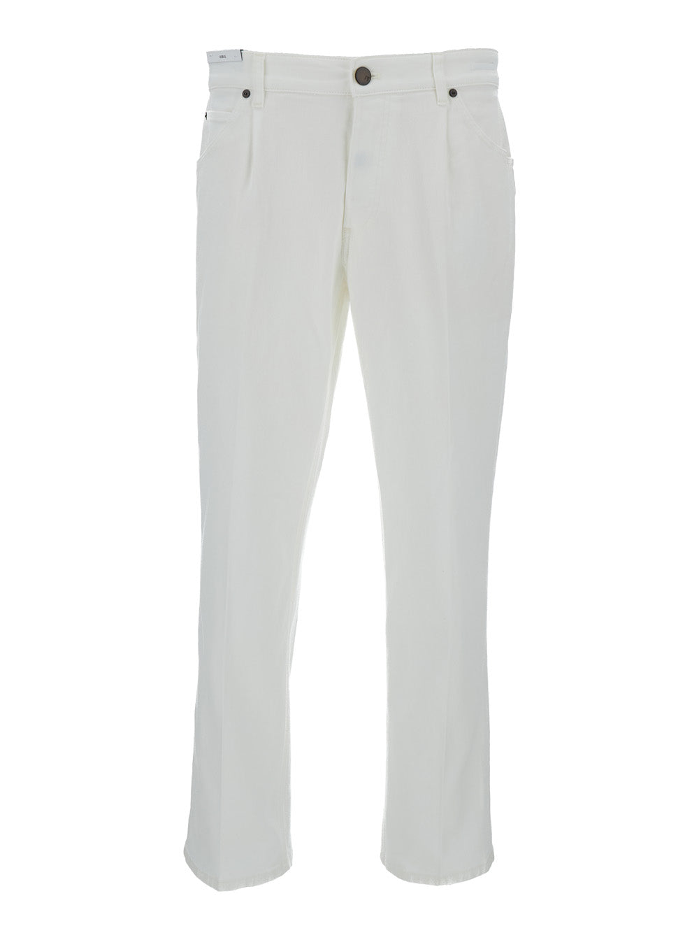 White Tapered Leg Jeans Cotton Blend Man Elastane