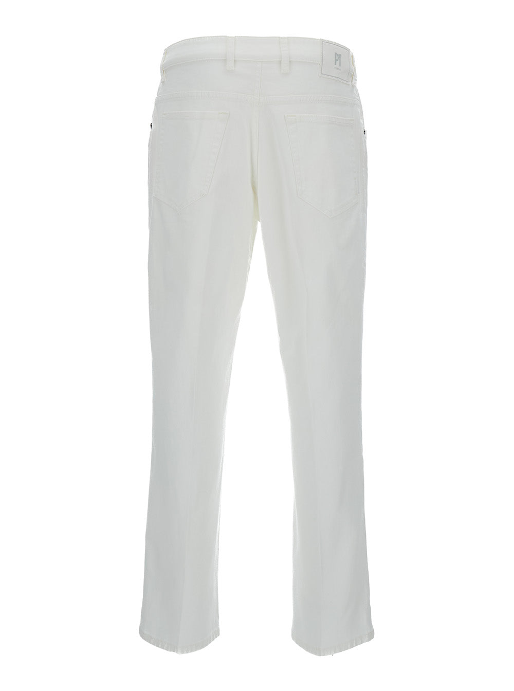 White Tapered Leg Jeans Cotton Blend Man Elastane