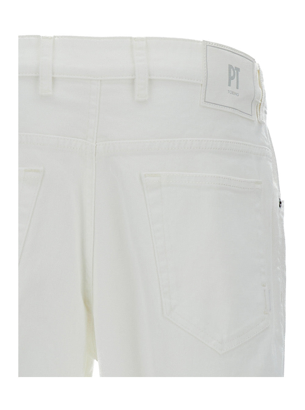 White Tapered Leg Jeans Cotton Blend Man Elastane