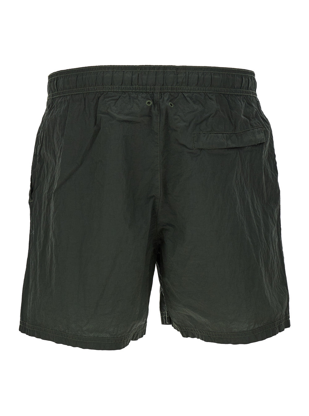 Dark Green Wrinkled Effect Swimsuit Technical Fabric Man Polyamide Beachwear